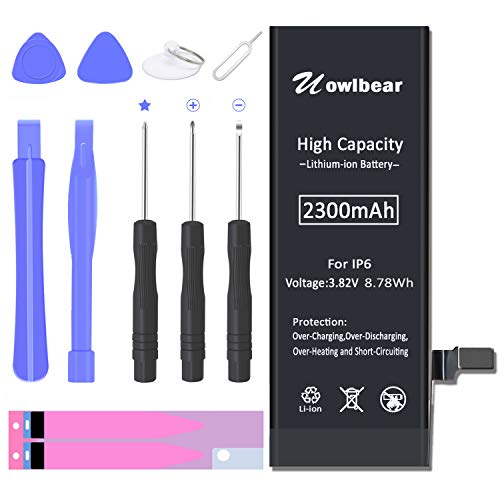 Product Cover uowlbear 2300mAh Replacement Ip6 Battery for iPhone 6 A1586 A1589 A1549 with Complete Replacement Kits - High Capacity