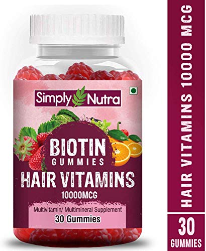 Product Cover Simply Nutra Hair Vitamin Gummies with Biotin 10000mcg Serve - 30 Count (1)
