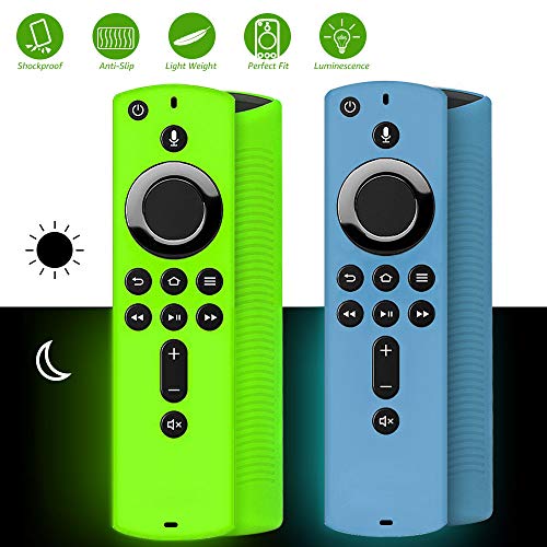 Product Cover [2 Pack ] Firestick Remote Cover Glow, Silicone Fire Remote Cover Compatible with 4K Firestick TV Stick, Firetv Remote Cover, Lightweight Anti Slip Shockproof Firetv Remote Cover