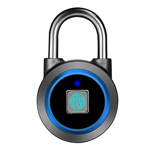 Product Cover Fingerprint Padlock, Bluetooth Lock, APP, IP65 Waterproof, MEGAFEIS Smart Padlock with Keyless Biometric Suitable for Gym, Sports, Bike, School, Outdoor, Fence and Storage(Blue)
