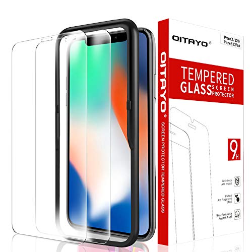 Product Cover QITAYO Screen Protector for iPhone X/XS & iPhone 11 pro, Tempered Glass Screen Protector Compatible with iPhone 11 pro, 2 Pack, 5.8 Inch