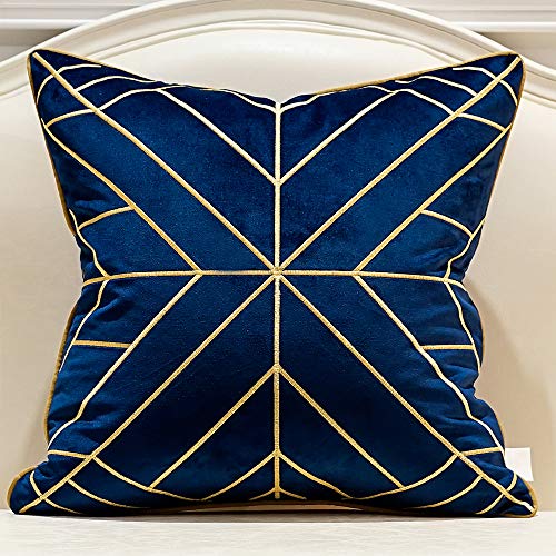 Product Cover Avigers 18 x 18 Inches Navy Blue Gold Striped Cushion Cases Luxury European Throw Pillow Covers Decorative Pillows for Couch Living Room Bedroom Car