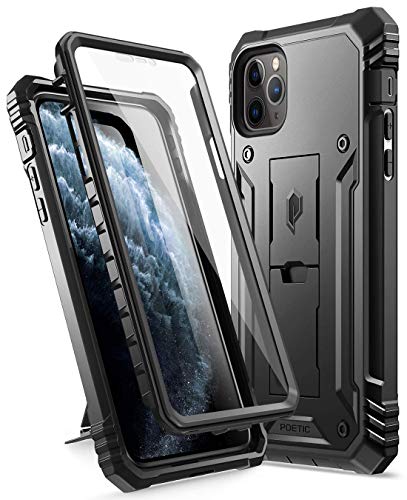 Product Cover iPhone 11 Pro Max Rugged Case with Kickstand, Poetic Full-Body Dual-Layer Shockproof Protective Cover, Built-in-Screen Protector, Revolution Series, for Apple iPhone 11 Pro Max (2019) 6.5 Inch, Black