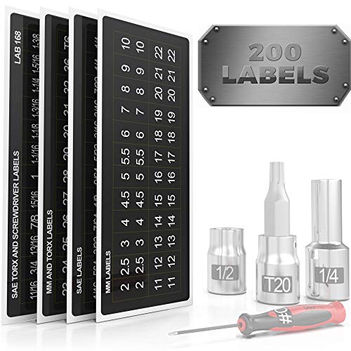 Product Cover Olsa Tools Socket Label Set of 200 | Metric, SAE, and Torx Sizes | Premium Socket Tags | Great for Your Sockets, Screwdrivers, Torx Sockets, Phillips, Flathead | Toolbox Organization | Accesories