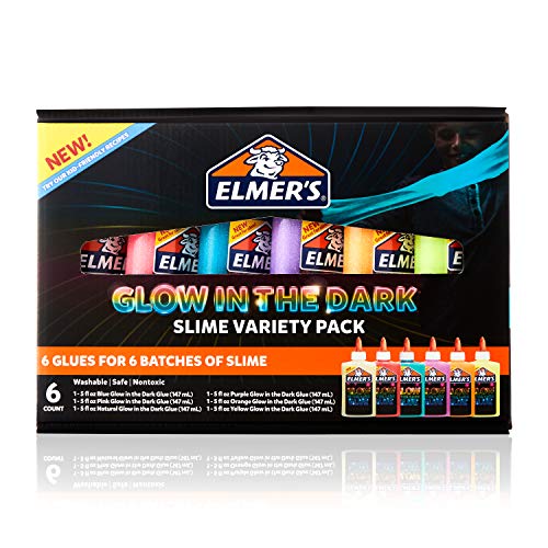 Product Cover Elmer's Glow In The Dark Glue Variety Pack | Liquid Glue for Making Slime, Assorted Colors, 6 Count