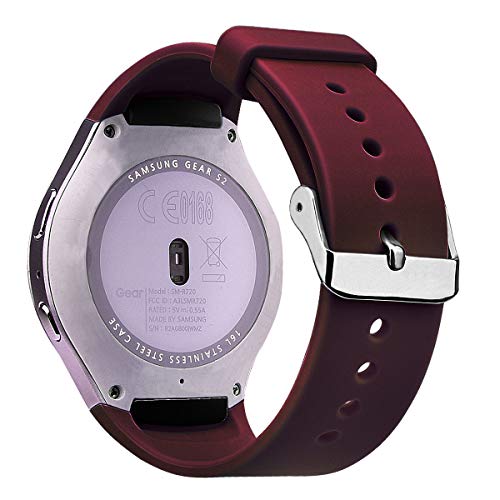 Product Cover V-MORO Straps Compatible with Samsung Gear S2 Bands Soft Silicone Replacement Wristband with Adapters for Gear S2 SM-R720/SM-R730 Smartwatch (Burgundy)