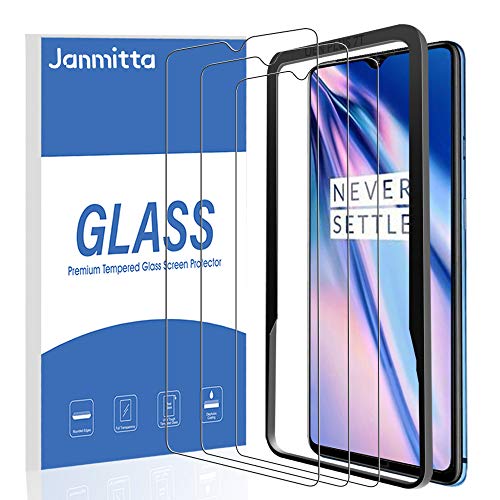 Product Cover [3-Pack] Janmitta for Oneplus 7T Screen Protector, [Easy Installation Tray] HD Protector [Anti-Scratch] [No-Bubble], Tempered Glass Film Glass for Oneplus 7T (Clear)