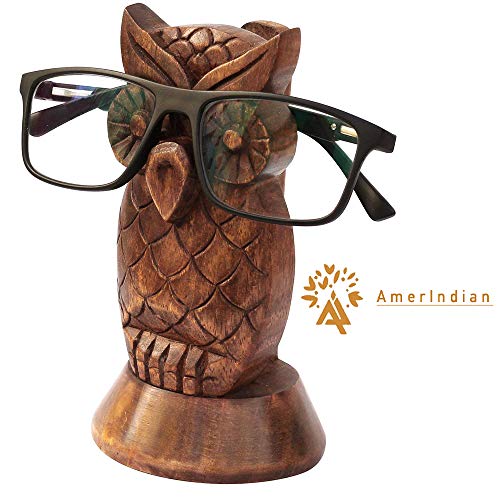 Product Cover AMERINDIAN Spectacle Holder Wooden Eyeglass Stand Handmade Display Optical Glasses Accessories Handmade in Owl Design