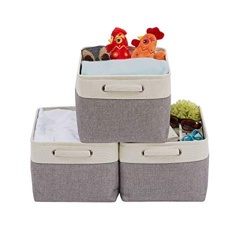 Product Cover DECOMOMO Extra Large Fordable Storage Bin [3-Pack] Collapsible Sturdy Cationic Fabric Basket W/Handles for Organizing Shelf Nursery Home Closet (Extra Large - 15.8 x 12.5 x 10, Grey and White)