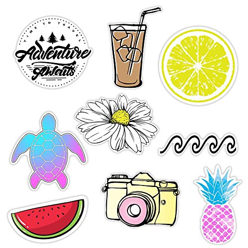 Product Cover KRAFT'D Cute Beach Sticker Packs, Great Accessories for Waterproof Water Bottle Stickers, Laptop, Hydro Flask Stickers, Phones, Ocean Flower Sea Designs Proudly Made in Huntington Beach California