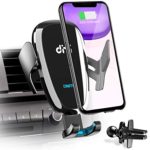 Product Cover DM Car Phone Mount Air Vent Automatic Clamping Cell Phone Holder for Car Wireless Charger Built-in Battery Compatible with iPhone Xs Max/XR/XS/X/8 Plus, Samsung Galaxy S10/S10 Plus/S9/S8/S7/Note 9 10