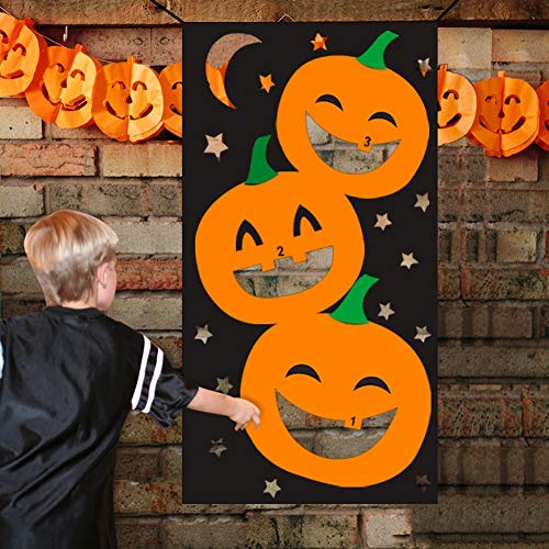 Product Cover Lulu Home Halloween Toss Games, Pumpkin Bean Bag Party Games for Kids and Decorations with 3 Bean Bags