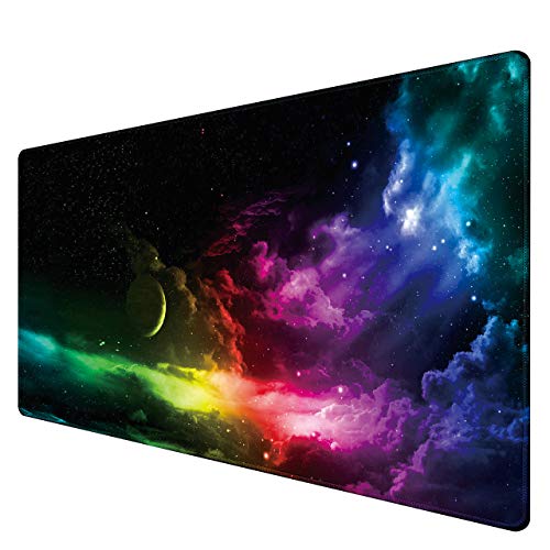 Product Cover Benvo Extended Mouse Pad Large Gaming Mouse Pad- 35.4x15.7x0.12 inch Computer Keyboard Mouse Mat Non-Slip Mousepad Rubber Base and Stitched Edges for Game Players, Office, Study, Aurora Light Pattern