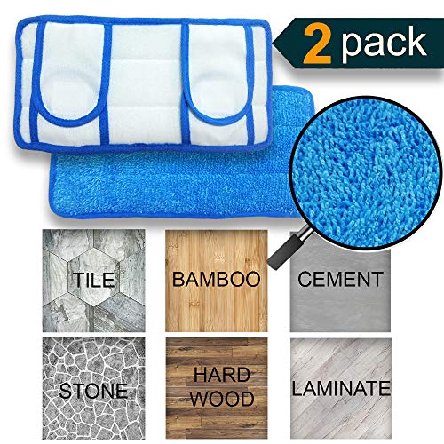 Product Cover Set of 2 Microfiber Mop Pads - Reusable Mop Pads Washable Reusable Floor Cleaning Pads - Durable Microfiber Pad - Microfiber Cloth for Mop - Mop Replacement Heads - Flat Mop Pads - Dry Mop Refills