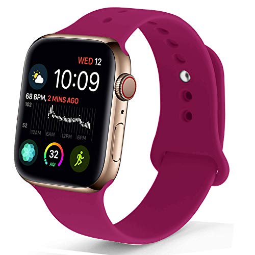 Product Cover NUKELOLO Sport Band Compatible with Apple Watch 38MM 40MM, Soft Silicone Replacement Strap Compatible for Apple Watch Series 4/3/2/1 [M/L Size in Dragon Fruit Color]