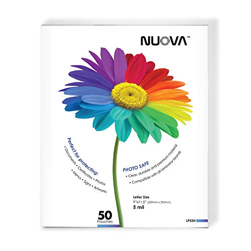 Product Cover Nuova LP55H Thermal Laminating Pouches 9 x 11.5 Inches, Letter Size, 5 mil, 50-Pack