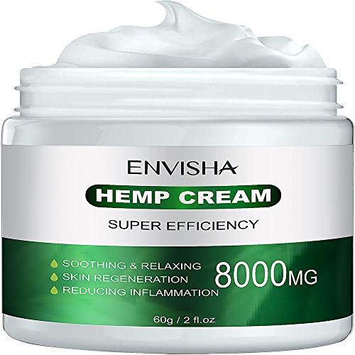 Product Cover Envisha Hemp Cream for Pain Relief - 8000 Mg - Natural Hemp Extract Cream for Inflammation & Sore Muscles - Efficient Help Joint Relief, Arthritis & Back Pain Support (CS-0A)