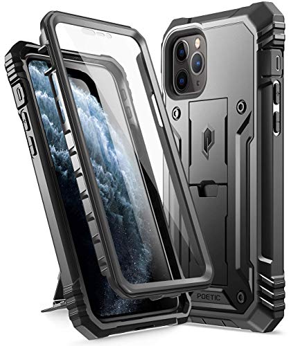 Product Cover iPhone 11 Pro Rugged Case with Kickstand, Poetic Full-Body Dual-Layer Shockproof Protective Cover, Built-in-Screen Protector, Revolution Series, for Apple iPhone 11 Pro (2019) 5.8 Inch, Black