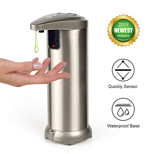 Product Cover Answerer Soap Dispenser, Automatic Soap Dispenser Touchless Electric, Infrared Motion Sensor Stainless Steel Dish Liquid Hand-Free Sink Waterproof Base Auto Hand for Kitchen Bathroom [Newest Version]