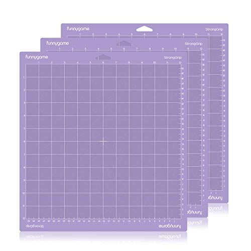 Product Cover Funnygame 12x12 Cutting Mat for Cricut Maker/Explore Air 2/Air/One(Stronggrip, 3 Pack), Adhesive Cutting Mat with Non-Slip Flexible Square Gridded Purple Cut Mat for Crafts