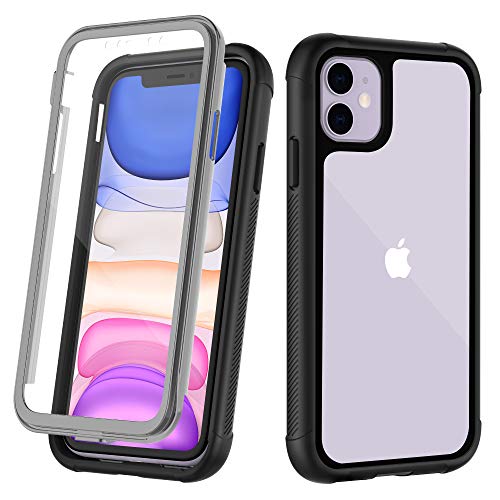 Product Cover OUNNE iPhone 11 Case,Full-Body Rugged Clear Bumper Case with Built-in Screen Protector Heavy Duty Protection Designed for iPhone 11 Cases 6.1 Inch (2019) Clear+Black