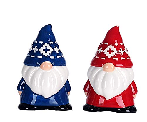 Product Cover Bico Red & Blue Christmas Gnome Salt and Pepper Shaker Set, Handpainted, Dishwasher Safe