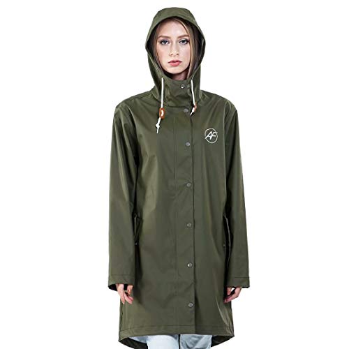 Product Cover Andes Forest Women's Raincoat with Hood Lightweight Windbreaker Rain Jackets ArmyGreen