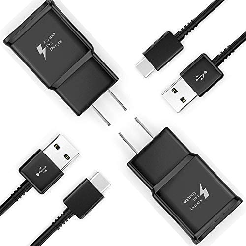 Product Cover TT&C Adaptive Fast Wall Charger with USB Type-C Cable Compatible with Samsung Galaxy S8/S8 Plus/ S9/ S9+/ S10/ S10 Plus/Note 8/ Note 9 (Black 2-Pack)