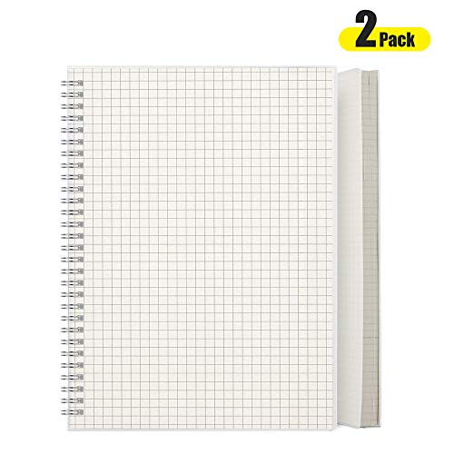 Product Cover B5 Quad Ruled Spiral Notebook (2-Pack) - AHGXG Spiral Graph Notebook 7.3x10 inch, 100 gsm Thick Square Grid Paper 80 Sheets Per Pack