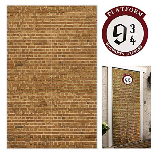 Product Cover Platform 9 And 3/4 King's Cross Station, Curtains Door for Harry Potter, Red Brick Wall Party Backdrop, Secret Passage To The Magic School, Platform Harry Potter Christmas Party Supplies Decoration 78.7