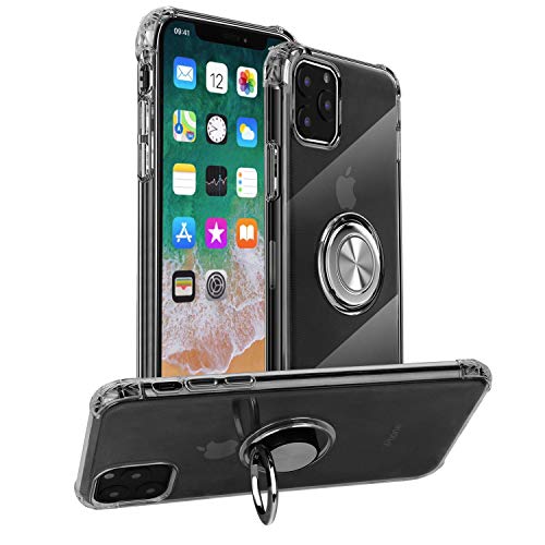 Product Cover mgACC Clear Case for iPhone 11 Case,Case with 360 Degree Rotation Pop-up Finger Ring Grip Holder Kickstand [Work with Magnetic Car Mount] for iPhone 6.1 inch(2019 Release)/Transparent