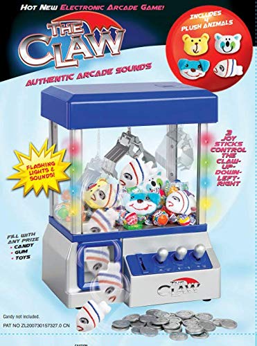 Product Cover Claw Machine - Arcade Mini Toy Grabber Machine for Kids - Candy Machine- Retro Carnvial Music & Flashing Lights- Best Birthday Gift Game. Use Gumballs, Candy, Toys, or Small Prizes (Blue)