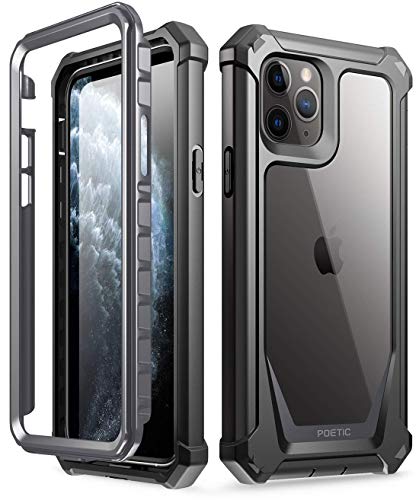 Product Cover iPhone 11 Pro Rugged Clear Case, Poetic Full-Body Hybrid Shockproof Bumper Cover, Built-in-Screen Protector, Guardian Series, Case for Apple iPhone 11 Pro (2019) 5.8 Inch, Black/Clear