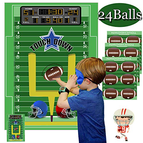 Product Cover Funnlot Football Games for Kids Pin The Football Game Football Party Supplies  Football Party Games Activities Halloween Party Games Football Theme Party Decorations (Pin The Football on The Goalpost)