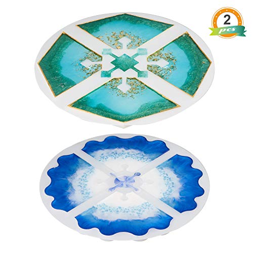 Product Cover LET'S RESIN Silicone Resin Molds, 2PCS Interlocked Coaster Molds, Epoxy Resin Mold for DIY Resin Agate Geode Slice Coasters, Jewelry Holders Dish, Home Decoration