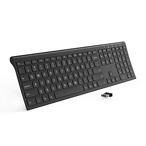 Product Cover Rechargeable Wireless Keyboard, Jelly Comb 2.4GHz Full Size Ultra Slim Keyboard for Computer / Desktop / PC / Laptop / Surface / Windows OS