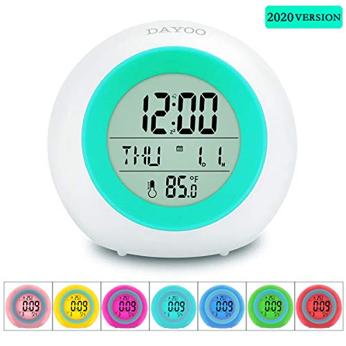 Product Cover DAYOO Kids Alarm Clock (2020 Version), Digital Alarm Clock for Kids, 7 Color Changing Night Light Clock for Girls Boys Bedroom, Children's Clock with Touch Control, Indoor Temperature and Snooze