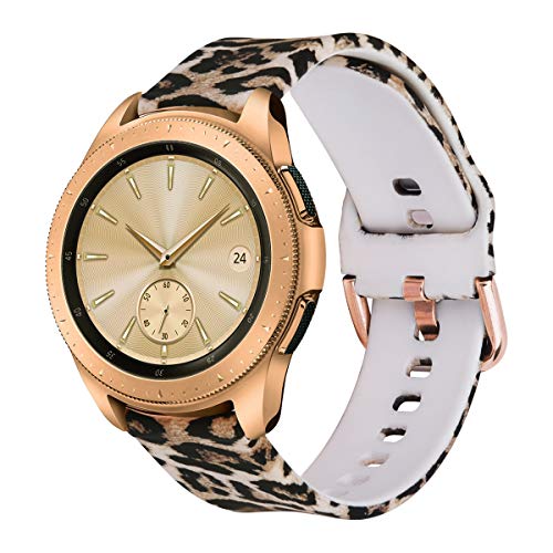 Product Cover VIGOSS Strap Compatible with Galaxy Watch 42mm Bands/Active 2 40mm/44mm Band 20mm Soft Silicone Replacement for Samsung Galaxy Watch 42mm/Active/Active 2 40mm/44mm Leopard Print