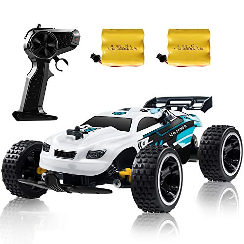 Product Cover Kids Remote Control Car, 2.4Ghz High Speed RC Car Offroad, 1:18 2WD Toy Cars Buggy for Boys & Girls with Two Rechargeable Batteries for Car, Gift for Kids
