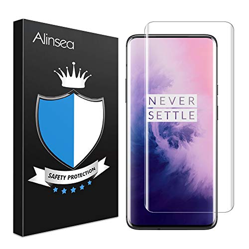 Product Cover Alinsea Screen Protector for OnePlus 7 Pro/7T Pro Tempered Glass [Full Adhesive] [Fingerprint Sensor Compatible][Lifetime Replacement Warranty][3D Glass] Screen Protector for OnePlus 7 Pro/7T Pro