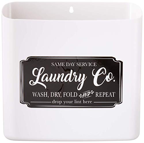 Product Cover Nine Royal Farmhouse Laundry Room Decor Lint Bin Trash Can - Includes Wall or Magnetic Mount Accessories with Sign