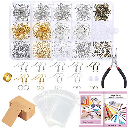 Product Cover Caydo 700 Pieces Earring Making Supplies Kit with Instructions, Earring Display Cards, Fish Hook Earrings and Jump Rings for Leather Earring Making