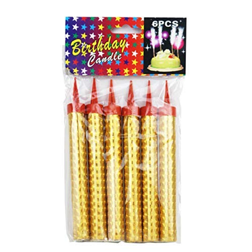 Product Cover KIMBAR Birthday Candles Cake Gold Candle, Party, Wedding, Bottle Service, Night Club, Sweet 16, Mini Candles Smokeless 1 Pack (6 pcs)