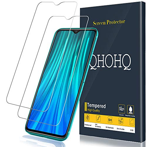 Product Cover [2-Pack] QHOHQ Screen Protector for Xiaomi Redmi Note 8 Pro,[9H Hardness] HD Transparent Scratch-Resistant [Bubble Free] Tempered Glass
