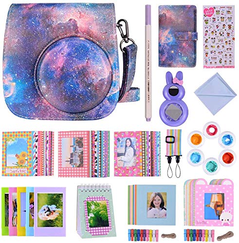 Product Cover Bsuuy Instax Mini 9 Camera Accessories Bundles Compatible with FujiFilm Instax Mini 9 Mini 8 Mini 8+ Camera with Mini 9 Case, Six Color Filters,Rainbow Shoulder Strap etc.（Dazzling Meteor 14Items）