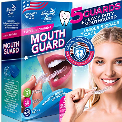 Product Cover Mouth Guard for Teeth Grinding Night Clenching Bruxism Dental Guard Pack of 5 Moldable Mouthguards Sports Bite Anti Grind Sleep Guard