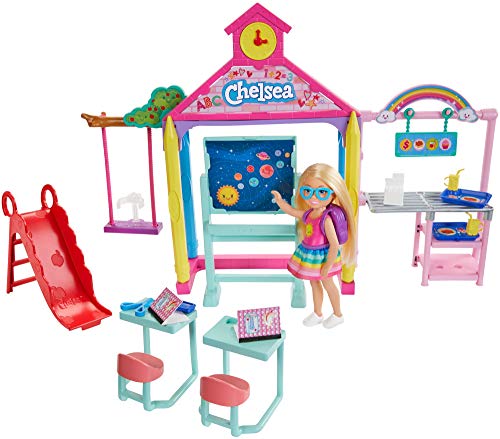 Product Cover  Barbie Club Chelsea Doll and School Playset, 6-Inch Blonde, with Accessories, Gift for 3 to 7 Year Olds