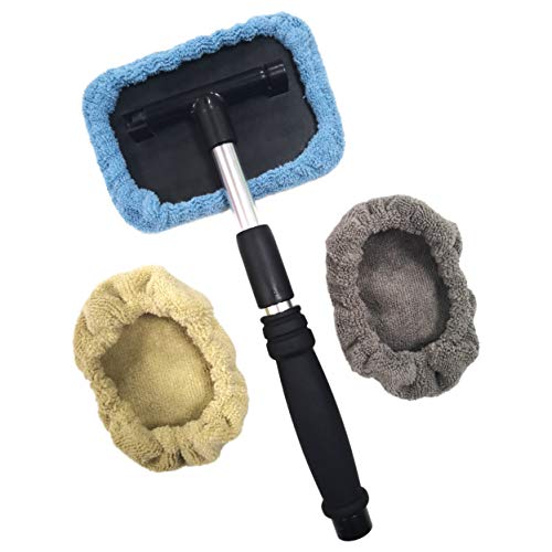 Product Cover Polyte Pivoting Windshield Glass Cleaning Tool Extendable Aluminum Handle w/Microfiber Covers