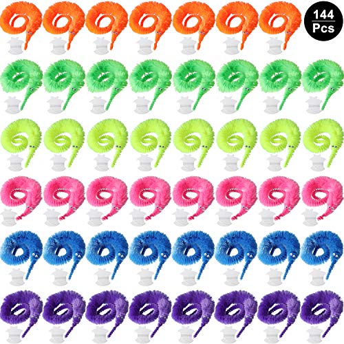 Product Cover Blulu Magic Worm Toys Wiggly Twisty Fuzzy Worm Toys Carnival Party Favors, Random Color (144 Pieces)