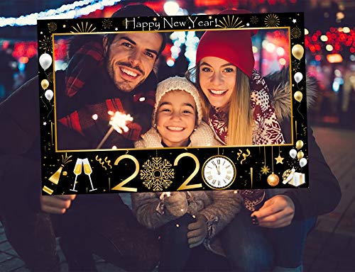 Product Cover 2020 Happy New Year's Eve Photo Booth Prop Frame Gold Black Party Favors Holiday Decorations Supplies Assembly Needed